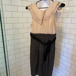 BCBG Mid-Thigh Sheer Cream/Grey Tunic Dress, 02